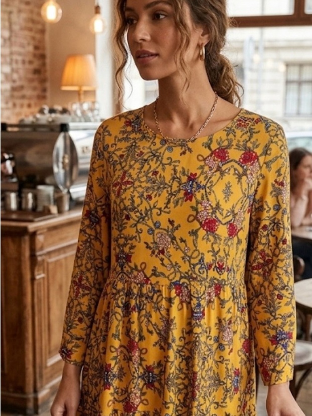 ESPRESSO VINTAGE BOHEMIAN FLORAL DESIGN DRESS SIZE MEDIUM.VERY GOOD CONDITION
